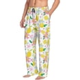 thumbnail image 3 of Mens Pajama Pants - Soft Sleep & Lounge Pants for Men, Cute Lemon Pink Flowers Cuteness Casual PJ Bottoms Pants with Pockets, 3 of 5