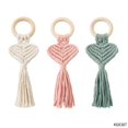 thumbnail image 4 of 2pcs Hand-woven Heart-shaped Peach Heart Love Napkin Buckle Wooden Ins Wind Nordic Style Creative New Tassel Napkin Ring, 4 of 4