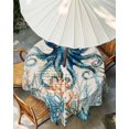 thumbnail image 3 of Outdoor Tablecloth with Umbrella Hole, Coastal Octopus Spillproof Waterproof Outdoor Table Cover, Vintage Summer Beach Coral Ocean Patio Tablecloths for Party/Garden/Picnic, Round 60 inch, 3 of 9