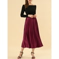 thumbnail image 6 of MODA NOVA Juniors Elastic Waist Metallic Shiny Accordion Pleated Midi Skirt, 6 of 7