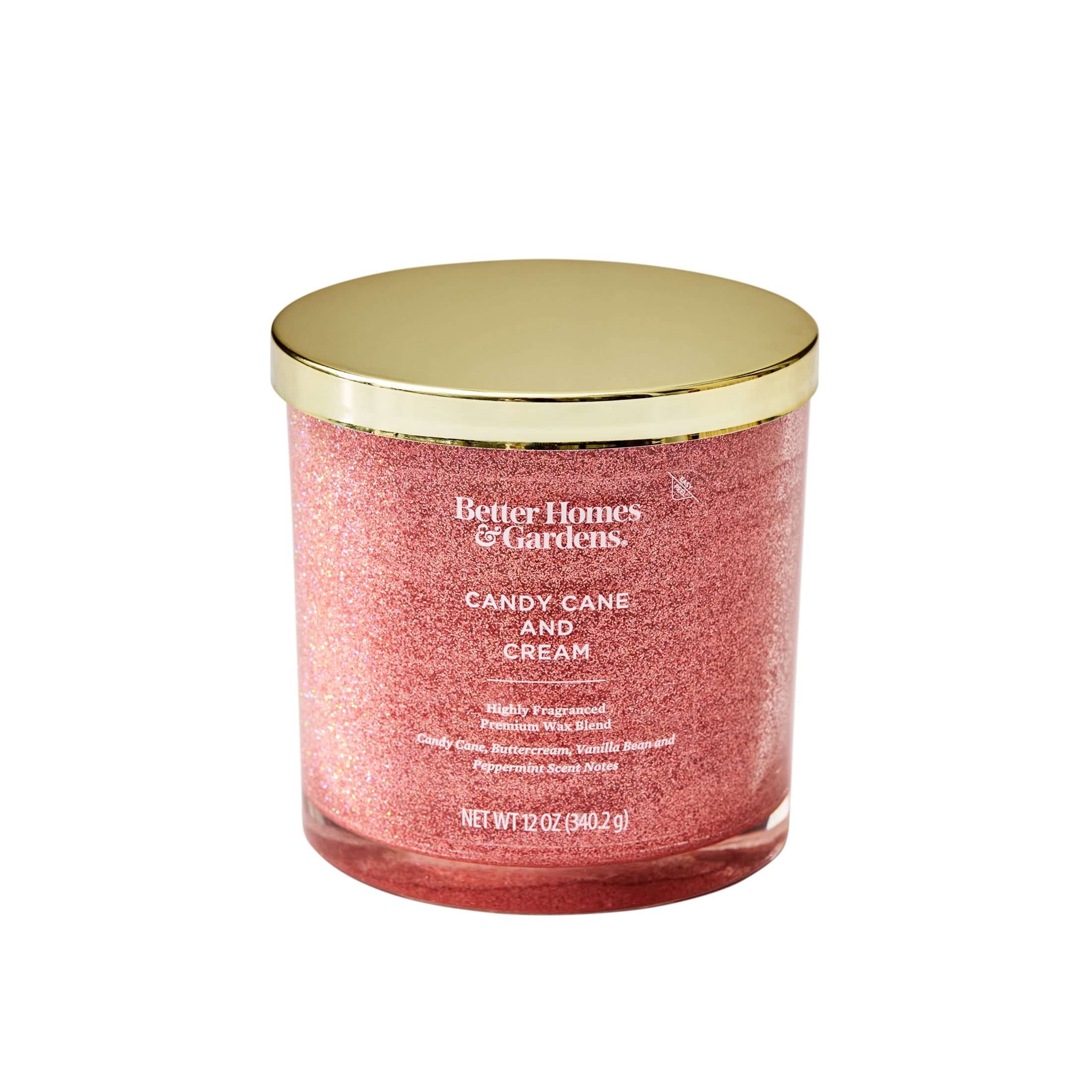 (2 pack) Better Homes & Gardens Candy Cane & Cream Scented 2 Wick Glitter 12oz Jar Candle