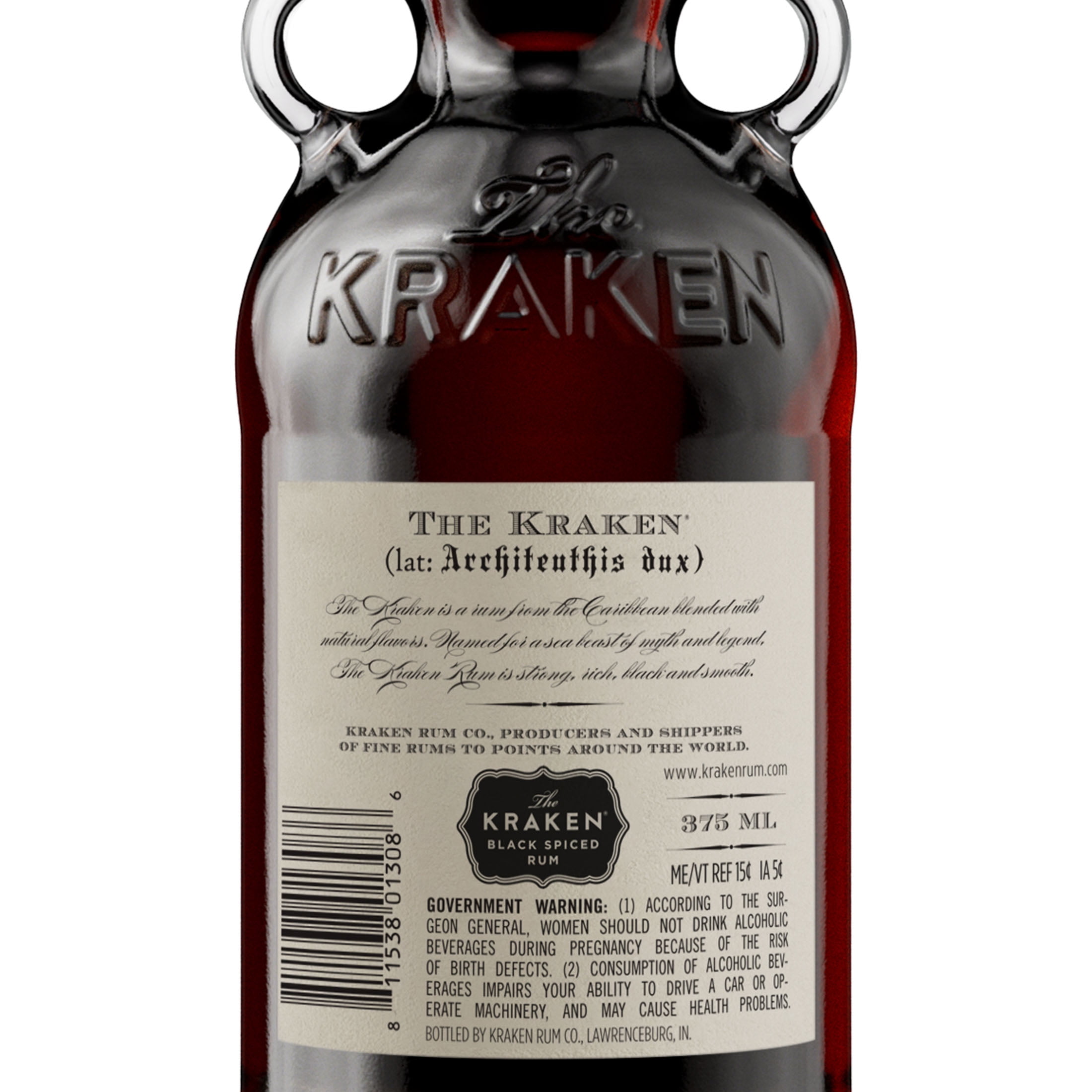 Kraken Rum Black Spiced Rum 94 Proof, 375 ml Glass Bottle, 47% ABV