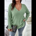 thumbnail image 4 of Suéter Informal de Punto con Cuello en V y Larga para Mujer, Talla Grande Verde XXL, 4 of 8