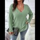 thumbnail image 4 of Suéter Informal de Punto con Cuello en V y Larga para Mujer, Talla Grande Verde 5XL, 4 of 8