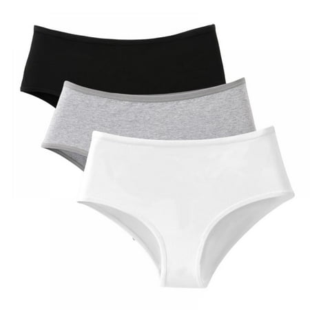 

Women s Solid Color Wrap Hip Panties Mid-rise Comfort Basic Breather Ultra-thin Intimates Briefs(3-Packs)