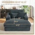 thumbnail image 5 of Muumblus Indoor Chaise Lounge with Cup Holders, No Assembly Required, Oversized Upholstered Lounge Chair Sofa Bed for Living Room, Bedroom, Apt., Gray Corduroy, 5 of 13