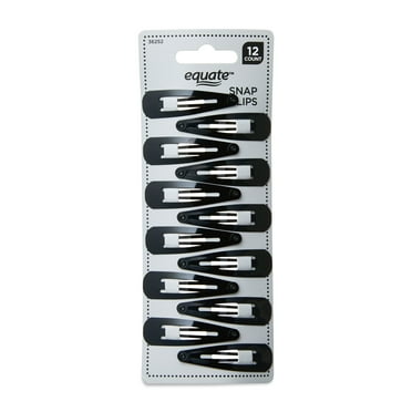 Equate Hair Snap Clips, 12 Count, Black, For Small Sections of Hair or Intricate Hairstyles