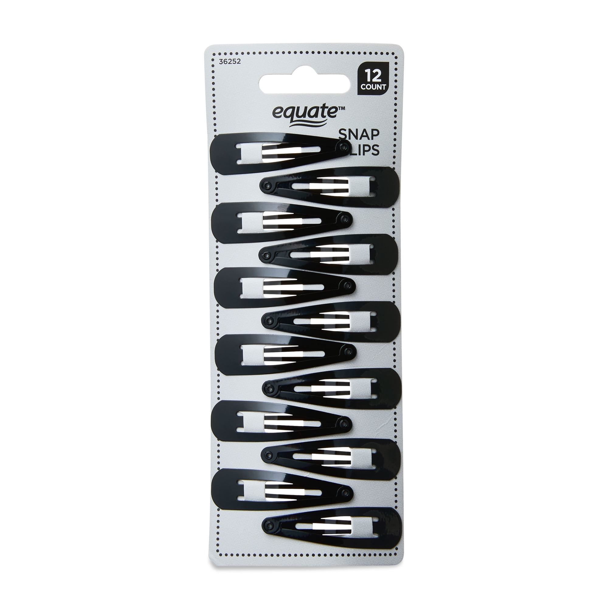 Equate Hair Snap Clips, 12 Count, Black, For Small Sections of Hair or Intricate Hairstyles