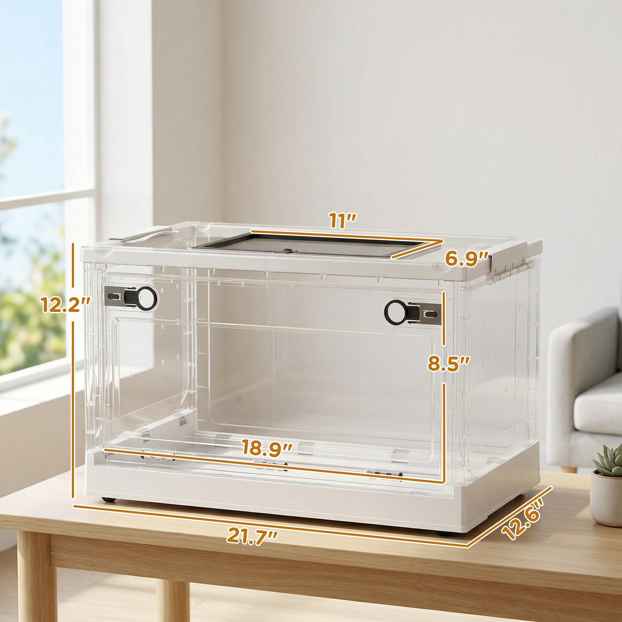 PawHut Hamster Cage, Stackable Gebril Cage with Front Door, Ventilated Small Animal Habitat for Dwarf Hamsters, Gerbils, Mice, 22" x 13" x 12", White
