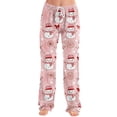 thumbnail image 5 of Lumtrix Christmas Pajamas Pants Women Trendy Festive Print Pjs Pant Cute Drawstring Lounge Pants Wide Leg Trouser with Pocket Pink S, 5 of 6