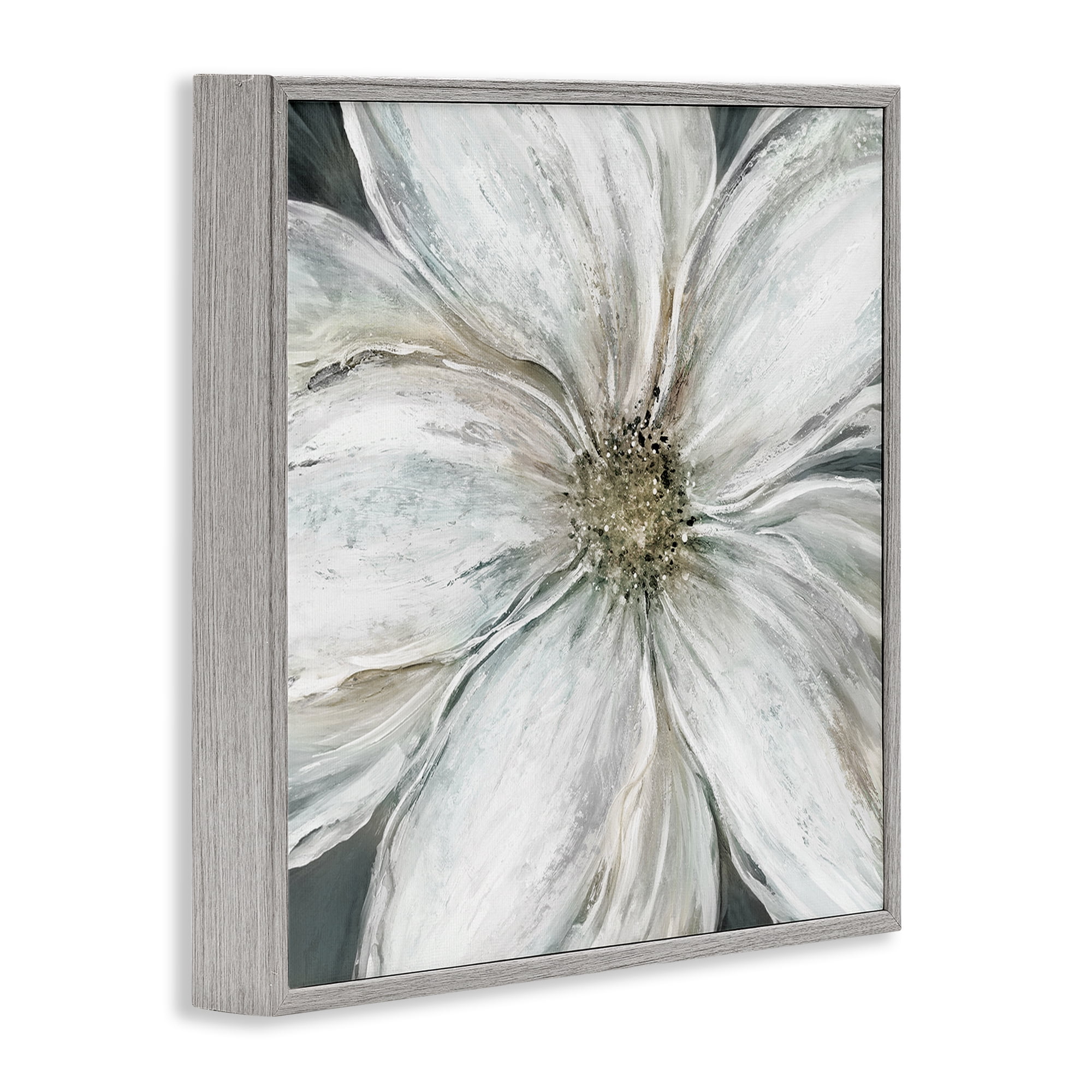 Stupell Industries Closeup Serene White Blossom Gray Framed Giclee Art, design by Carol Robinson