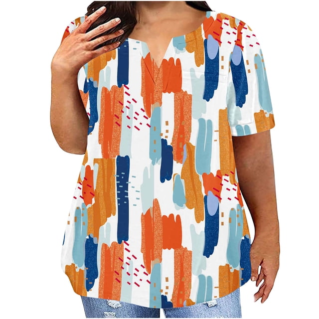 Camisetas Casuales de las Mujeres de Cuello Redondo Impreso de Manga Corta, Suelto para Uso Diario, Fiesta Y Verano
