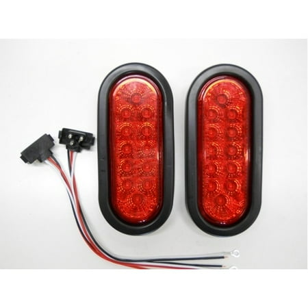 Red 12 LED 6" Oval Truck Trailer Stop Turn Brake Tail ...
