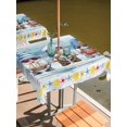 thumbnail image 2 of Outdoor Tablecloth with Umbrella Hole for Patio/Picnic/Party/Camping, Summer Gnomes Nautical Waterproof Table Cloth Square Cover Washable, Blue Floral Starfish Wooden (54"x 54"), 2 of 8