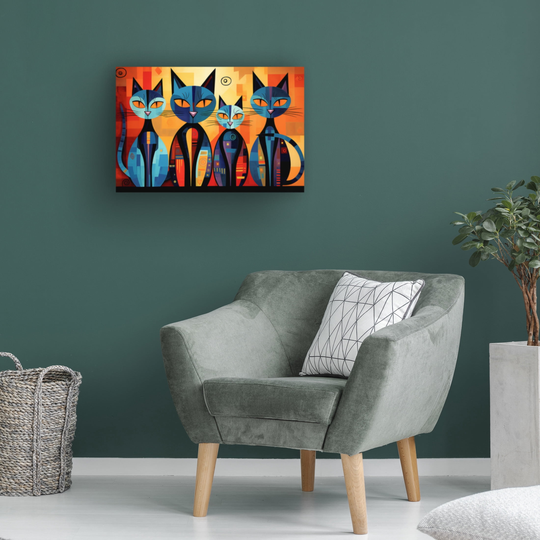Canvas Wall Art - Ray Heere 'Colorful Cat 4' Wall Art for Living Room, Bedroom, or Office Décor by Trademark Fine Art - 24 x 16 Inches