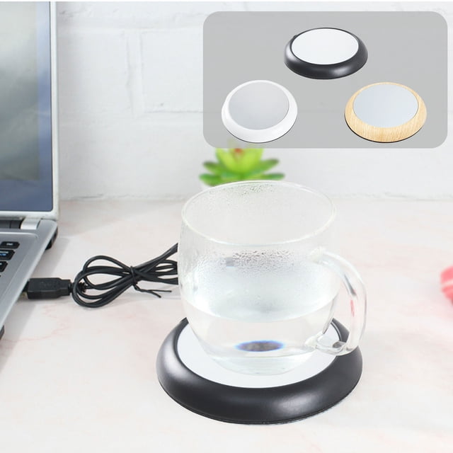 Calentador de tazas de café USB - Calentador de bebidas de 10W para escritorio, oficina o uso doméstico - Mantiene el café, té y leche calientes - negro, blanco o amarillo