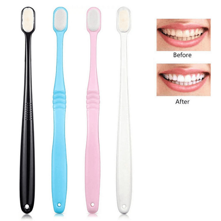4 Pieces Soft Toothbrush Micro Nano Toothbrush Extra Soft Bristles Manual Toothbrush with 10 000 Bristles for Fragile Gums Adult Kid Children Pink Blue Black White Walmart