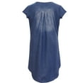thumbnail image 6 of Annhoo Plus Size Jean Dresses for Women Summer Stretchy Short Sleeve V Neck Midi Dress Solid Curved Hem Dress, 6 of 7