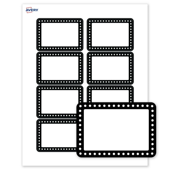 Avery Name Tags, 2-1/3" x 3-3/8", Black & White Polka Dots, 80ct