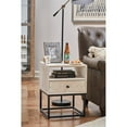 thumbnail image 2 of Mid-Century Modern White Wood and Metal Side Table, 2 of 7