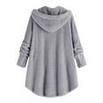 thumbnail image 3 of Yievot Sherpa Fleece Jacket for Women Warm Winter Long Sleeve Button Down Hooded Fuzzy Coat Lounge Wear, 3 of 5