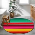 thumbnail image 3 of Mexican Style Round Area Rug 4Ft Washable Circle Rugs for Bedroom Dining Room, Colorful Mexico Stripes Green Red Pink Non-Slip Carpet Floor Mats Indoor Outdoor Carpet Runner Aesthetic Home Decor, 3 of 8