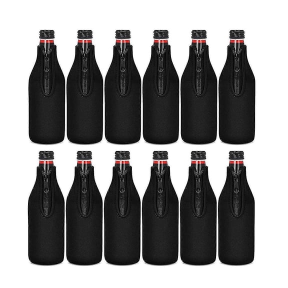 Extra Thick Beer Bottle Cooler Sleeves - 12 Pack Neoprene Insulated Sleeve Covers To Keep Drinks Cold