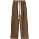 thumbnail image 4 of Pantalones anchos marrones para mujer, primavera y otoño, holgados, estilo coreano, estilo perezoso, cintura alta, pantalones rectos drapeados, 4 of 6