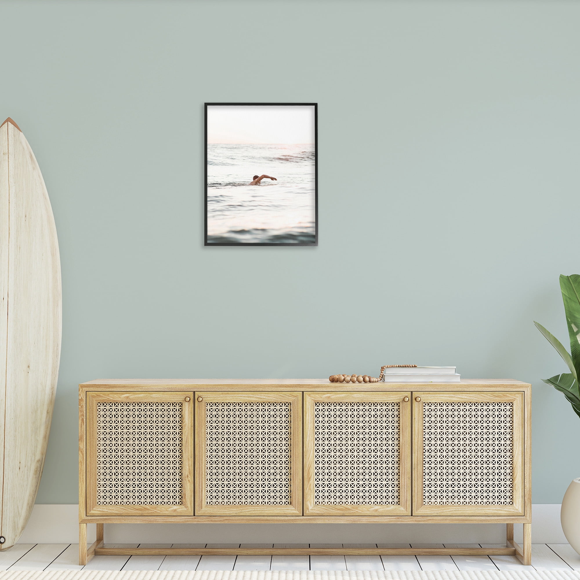 Stupell Industries Person Swimming in Sea Novelty Photography Black Framed Art Print Wall Art, 24 x 30