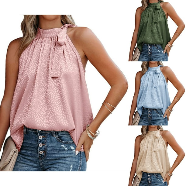 Sonducket Blusa sin mangas Mujer Camisa cómoda de gasa suelta