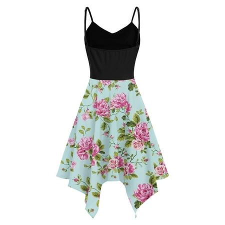 

Ziloco Women s Floral Print Summer Fashion Casual V-Neck Sexy Sling Strapless Dress womens shapewear for dresses Green M