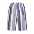 thumbnail image 5 of WXLWZYWL Men's Casual Shorts Linen Stripe Shorts - Classic Regular Fit Elastic Waist Drawstring 11" Shorts Summer Casual Beach Shorts with Pockets, 5 of 6
