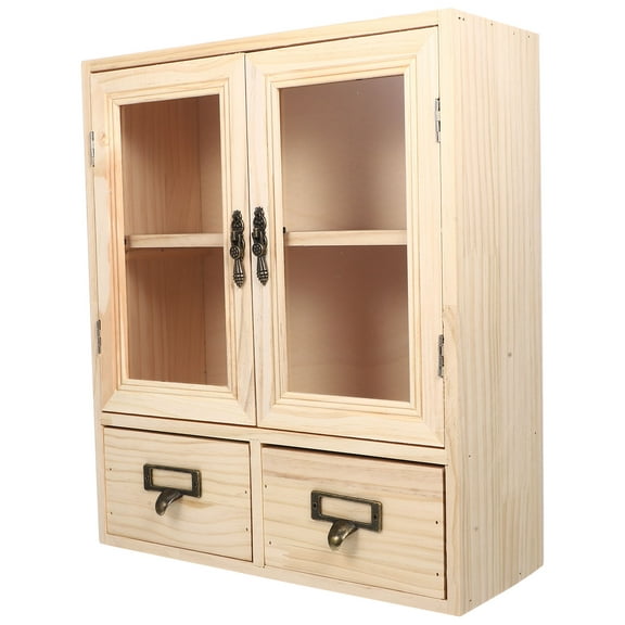 FRCOLOR Wooden Desktop Cabinet for Chopsticks Storage Beige Vintage Design Small Drawers Storage