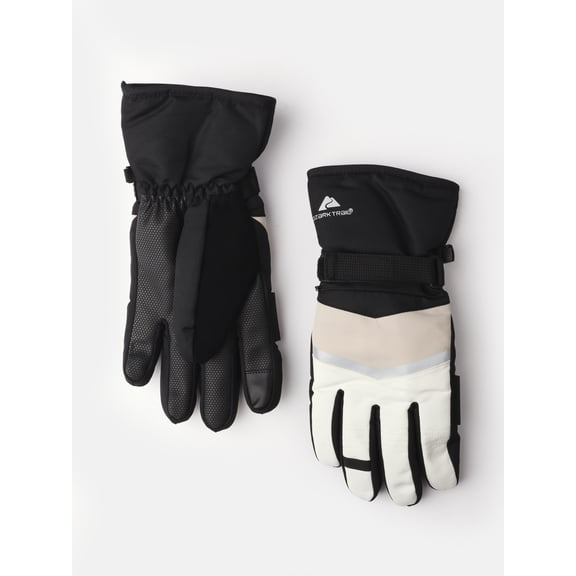 Ozark Trail Women's Chevron Tech Ski Gloves, Khaki, Sizes S/M