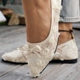 thumbnail image 7 of Casual Shoes for Women Elegant Wide Fit Lace Mesh Pointed Toe With Bow Breathable Casual Shoes For Everyday Wear,Beige,CN:41(US:9), 7 of 7