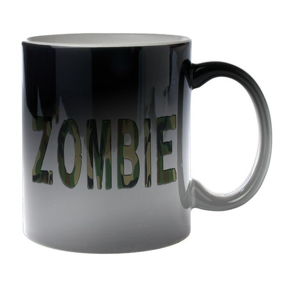 KuzmarK Black Heat Morph Color Changing Coffee Cup Mug 11 Ounce - Zombie Camoflauge