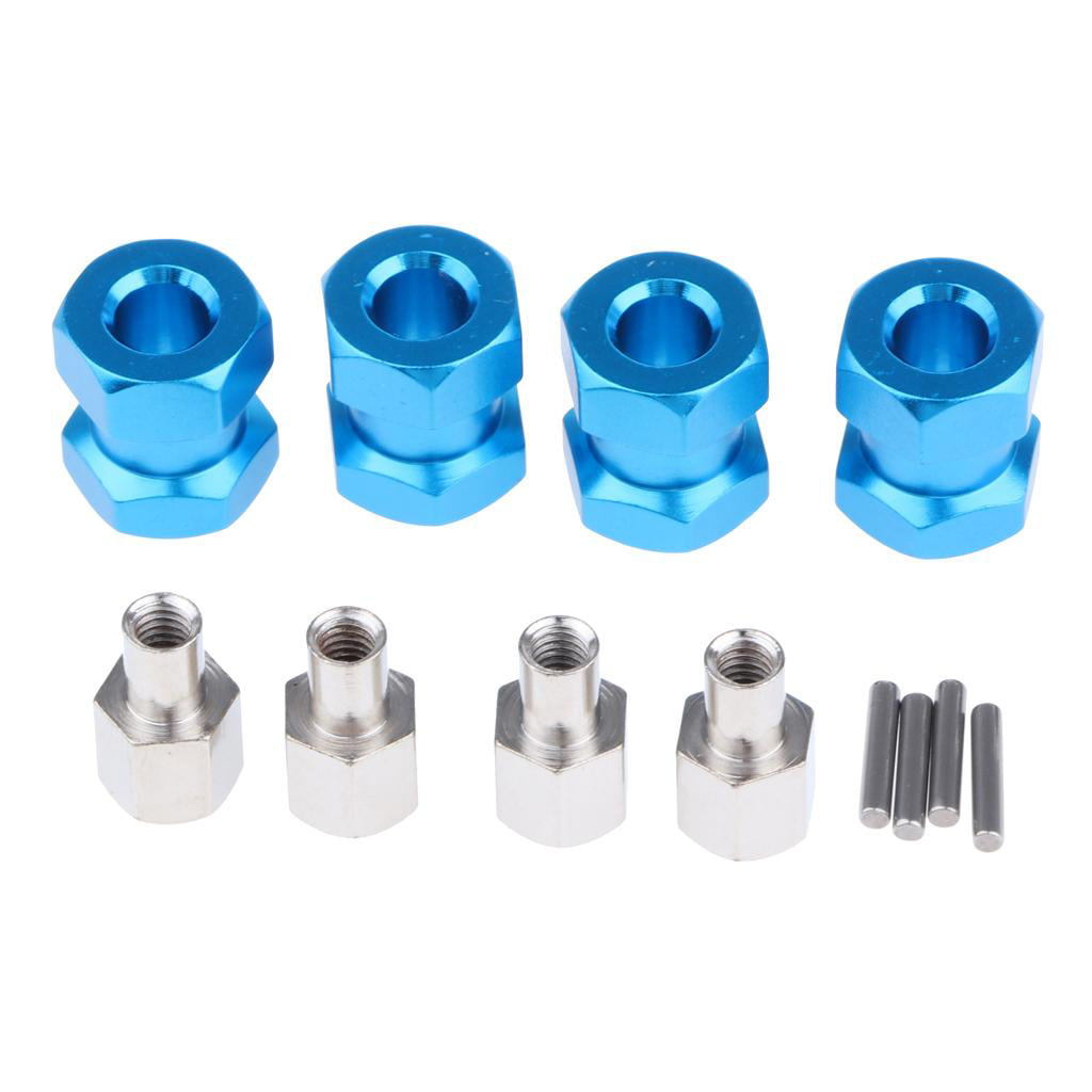 Silver Aluminum Wheel Hex Hub 12mm to 20mm Extension Adaptor 4 Longer Combiner Coupler for 1/10 RC Crawler AXIAL SCX10 D90 F350 CC01 4 Pack Upgraded Parts 
