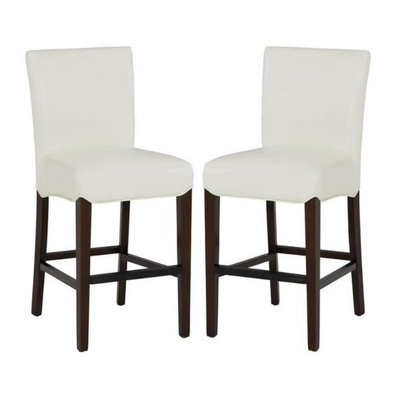 Home Square Milton 26" Bonded Leather Counter Stool in White - Set of 2