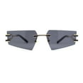 thumbnail image 2 of Luxurious Rimless Geometric Metal Frame Designer Style Sunglasses Gold Black, 2 of 4