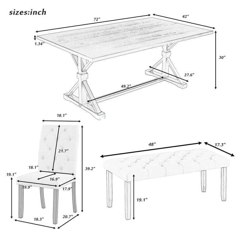 6 seater discount dining table dimensions