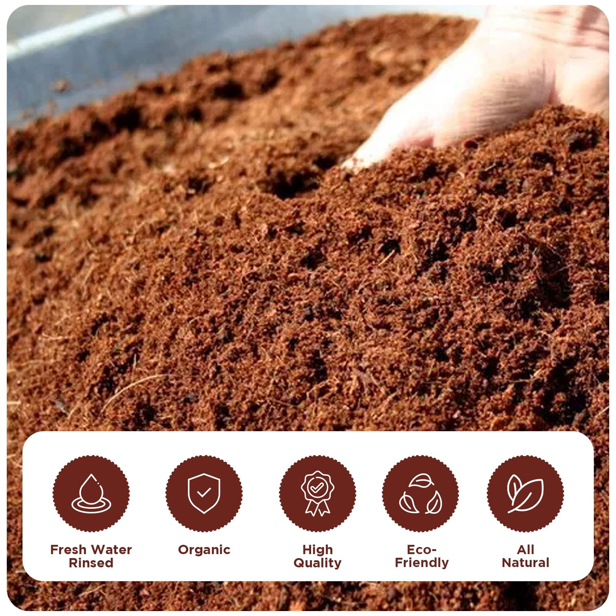 Premium Coco Coir Brick - 10LBS MVR1&nbsp;/ 4.5KG - Makes Gallons - OMRI Listed - Eco-Friendly - Low EC Triple-Washed - Compressed Growing Medium - Potting Soil Substrate for Gardens, Seeds and Plants