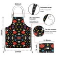 thumbnail image 3 of Red Mushroom Flower Black Pattern Apron-Garden Aprons for Women with Pockets-Cotton Linen Waterproof Kitchen Cooking Gardening Aprons Adjustable for Kitchen,Cooking,BBQ and Salon 33x27 Inch, 3 of 7