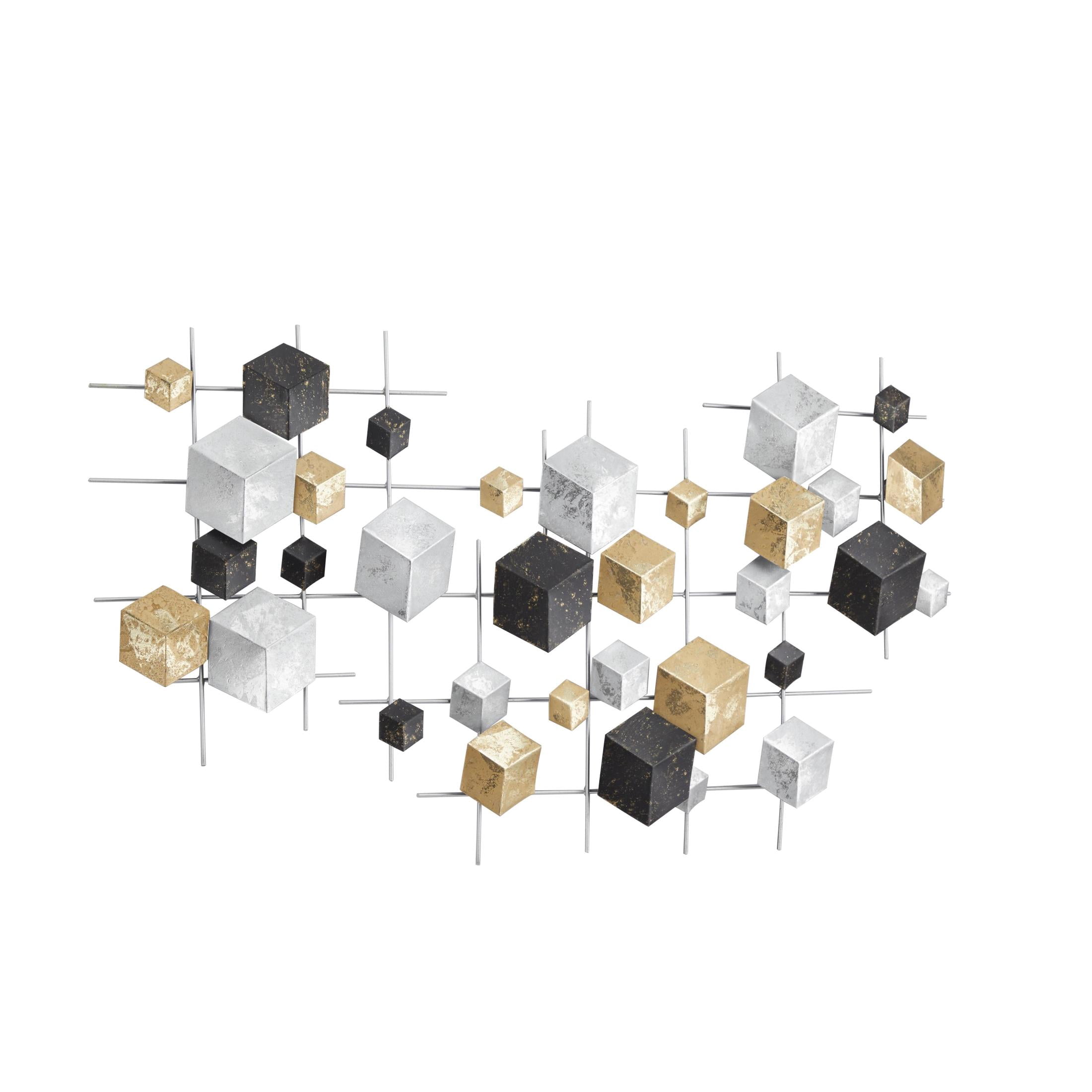 CosmoLiving by Cosmopolitan Multi Colored Metal 3D Cube Relief Geometric Wall Decor
