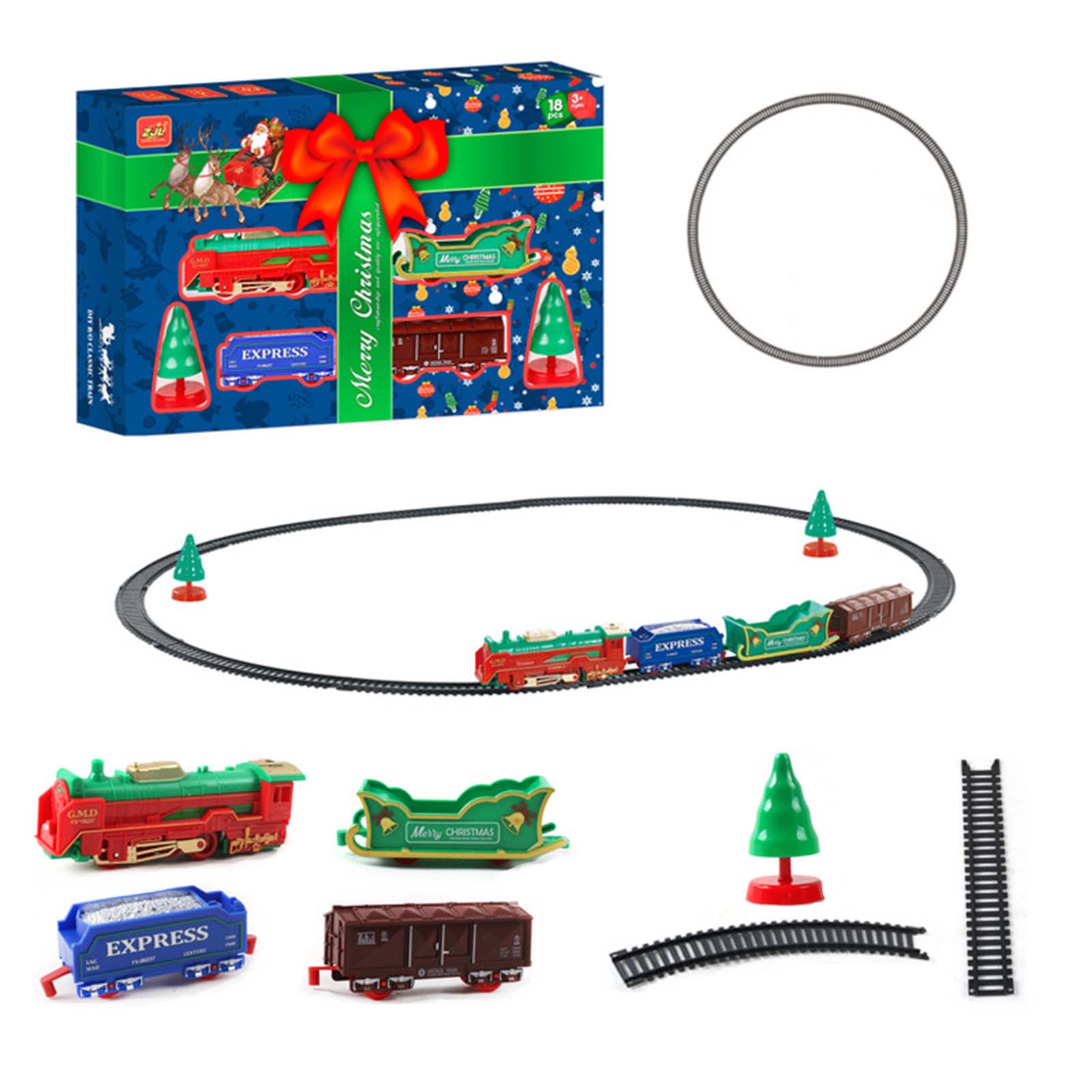 Kafei Christmas Train Set, Antique Electric Steam Train Set Toy with