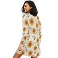 thumbnail image 2 of FORMRS Womens Long Sleeve Nightgowns Crew Neck Sleep Shirt Soft Pajamas Sizes S-3XL, Beige Sunflower Pattern, 2 of 8