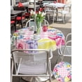 thumbnail image 4 of Outdoor Tablecloth with Umbrella Hole and Zipper, Easter Flowers Round Table Cloth 60 Inch Waterproof Tablecloth, Eggs Spring Floral Rustic Pink Checkered Picnic Table Cover for Patio Camping, 4 of 7