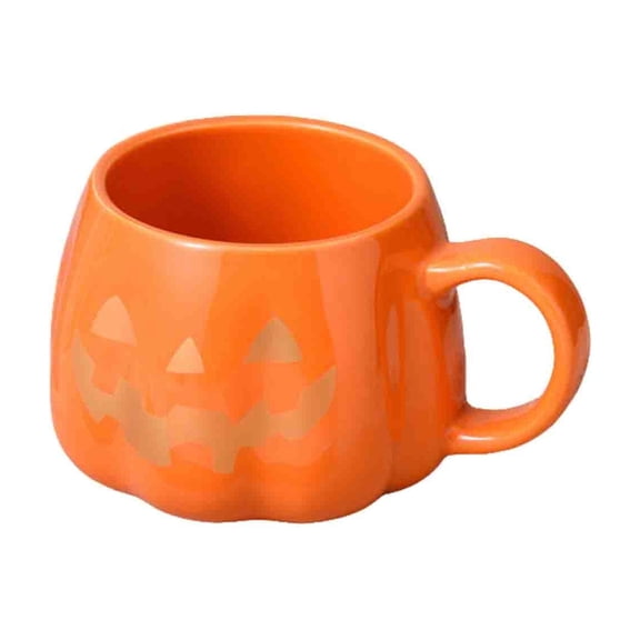 HOARBOEG Halloween Pumpkin Shape Mug, Ceramic Jack-O'-Lantern Drinking Cup, Orange Fall Coffee Mug, Holiday Decor Gift