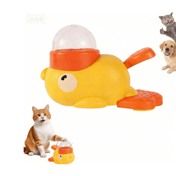 2026 Upgraded Cat Feeder, Ducky Cat Treat Dispenser, Duck Pet Feeder for Cats Dogs, Duck Pet Treat Dispenser, DuckDog Food Dispenser, 2-in-1 Interactive Dog Puzzle Toy & Slow Feeder