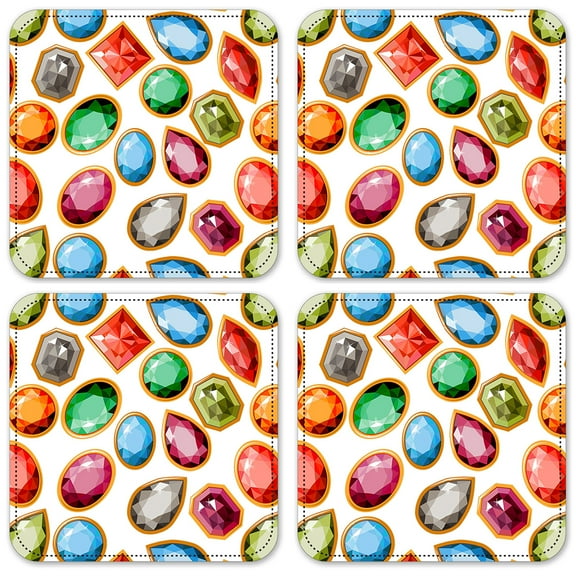 Vinyl Drink Coasters - Set of 4 - Gems