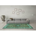 thumbnail image 3 of Ahgly Company Machine Washable Indoor Square Persian Turquoise Blue Traditional Area Rugs, 5' Square, 3 of 4